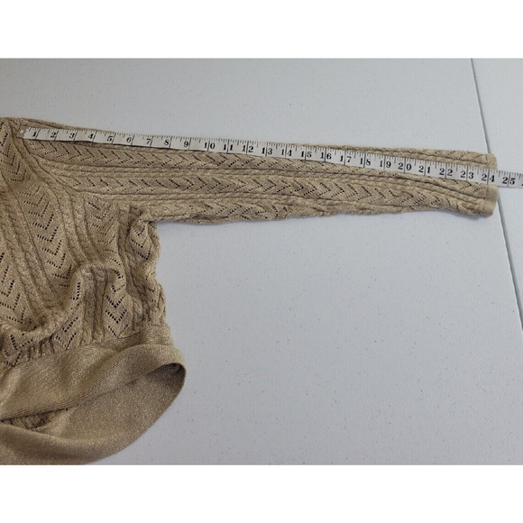 Lane Bryant Tan Metallic Shimmer Tie Front Cardigan Sweater Women's Size 22/24 - Picture 7 of 10